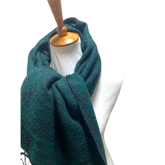 Cheppu From Himalaya Made In Nepal Blanket Scarf Green One Size Fringe Bohemian - Picture 7 of 13